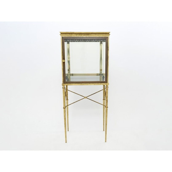 Image 1 of Vintage Vitrine aus vergoldetem Schmiedeeisen und Spiegel, 1920