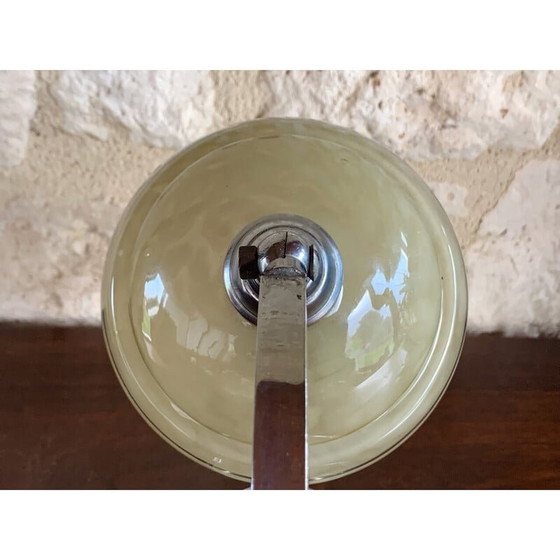 Image 1 of Art Deco, Tischlampe aus Glas und Chrom, 1940er-1950er Jahre