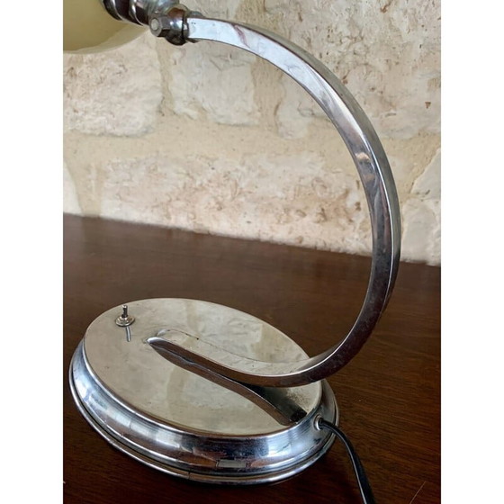 Image 1 of Art Deco, Tischlampe aus Glas und Chrom, 1940er-1950er Jahre