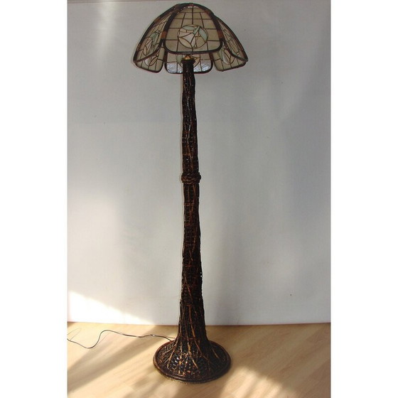Image 1 of Vintage Stehlampe aus Rattan, 1950er Jahre