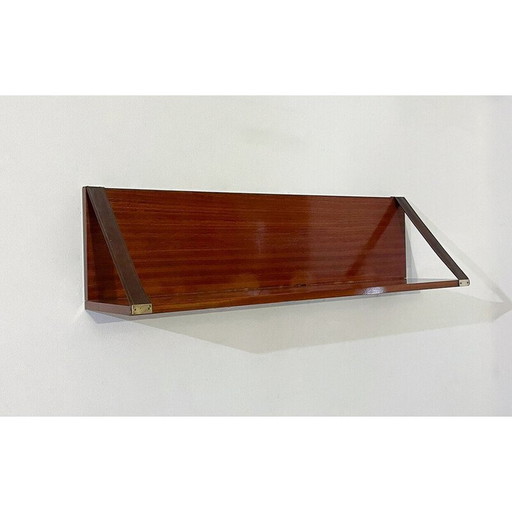 Paar Vintage-Regale aus Holz und Leder, Italien 1960