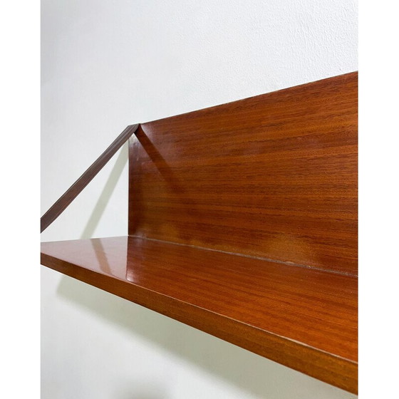 Image 1 of Paar Vintage-Regale aus Holz und Leder, Italien 1960