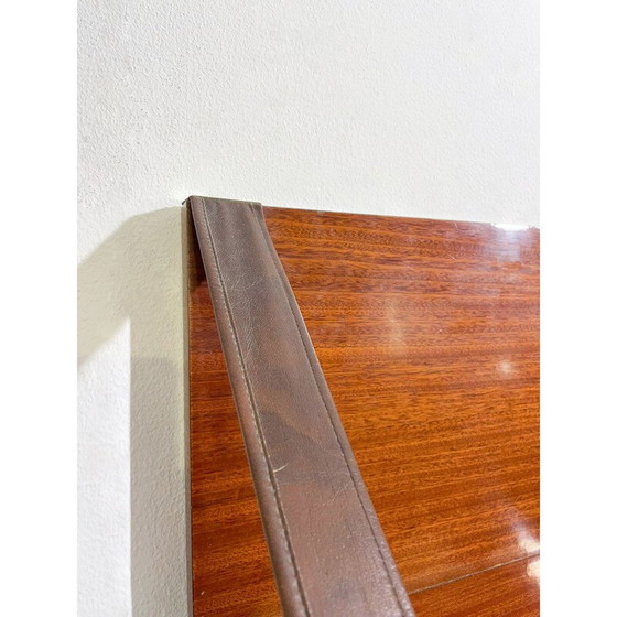 Image 1 of Paar Vintage-Regale aus Holz und Leder, Italien 1960