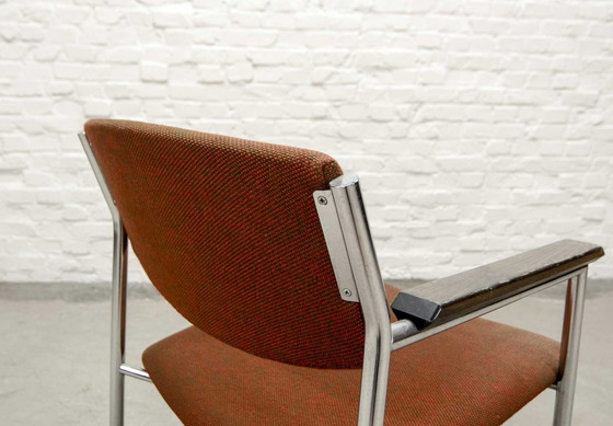 Image 1 of Gijs van der Sluis Dutch Design Chrom und Duo Tone Fabric Side Chair. Die Niederlande, 1960er Jahre.