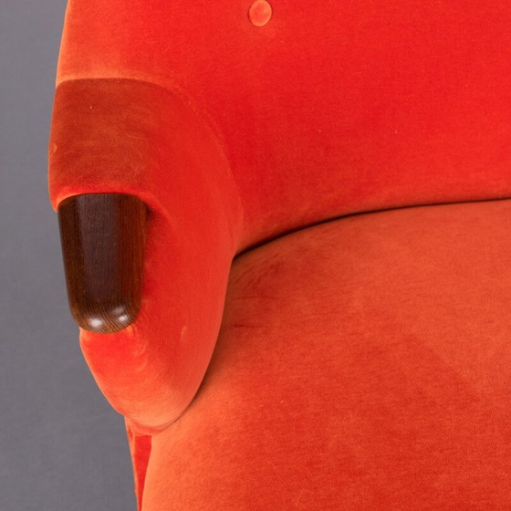 Image 1 of Mid Century orangefarbenes 3-Sitzer-Sofa aus Samt von CFC Silkeborg, 1960er Jahre