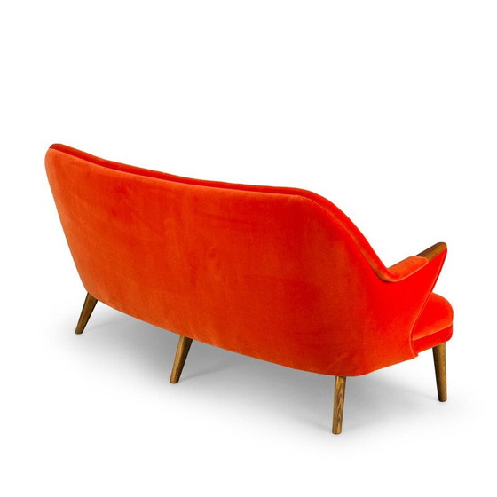 Image 1 of Mid Century orangefarbenes 3-Sitzer-Sofa aus Samt von CFC Silkeborg, 1960er Jahre