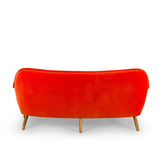 Image 1 of Mid Century orangefarbenes 3-Sitzer-Sofa aus Samt von CFC Silkeborg, 1960er Jahre