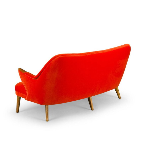 Image 1 of Mid Century orangefarbenes 3-Sitzer-Sofa aus Samt von CFC Silkeborg, 1960er Jahre