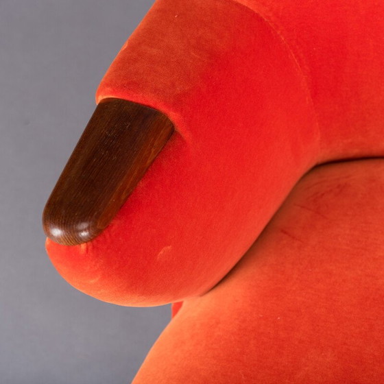 Image 1 of Mid Century orangefarbenes 3-Sitzer-Sofa aus Samt von CFC Silkeborg, 1960er Jahre