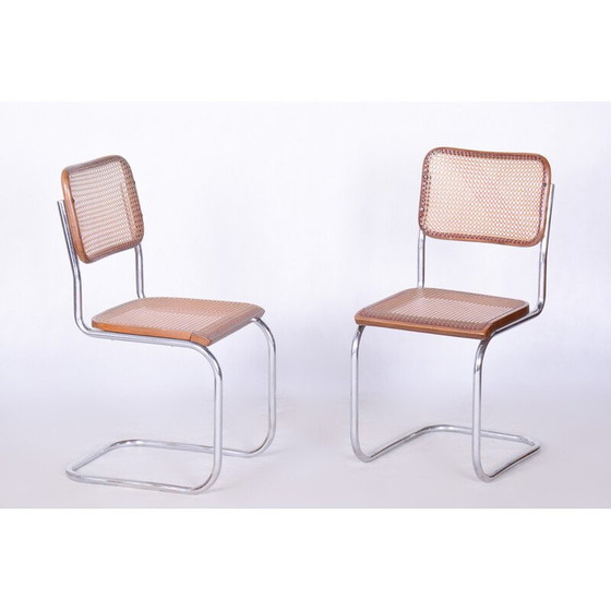 Image 1 of Ein Paar alte Bauhaus-Stühle aus Chrom und Buche für Robert Slezak, Tschechoslowakei 1930