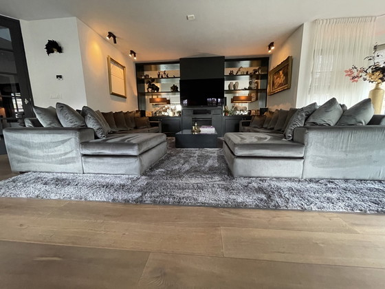 Image 1 of 2X Modul Lounge Sofas Samt Grau