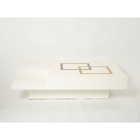 Image 1 of Weiß lackierter Couchtisch aus Messing von Antonio Pavia, Italien 1970