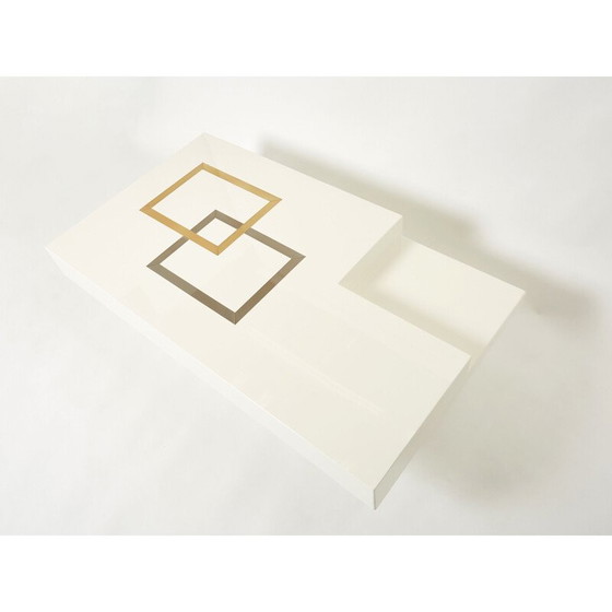 Image 1 of Weiß lackierter Couchtisch aus Messing von Antonio Pavia, Italien 1970