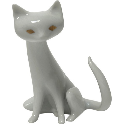Vintage-Porzellankatze für Hollohaza, 1980