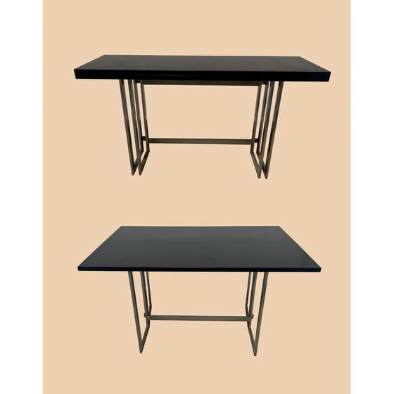 Image 1 of Vintage-Konsole, die sich in einen Tisch verwandeln lässt, aus schwarz gekalkter Eiche für Artelano, 1970