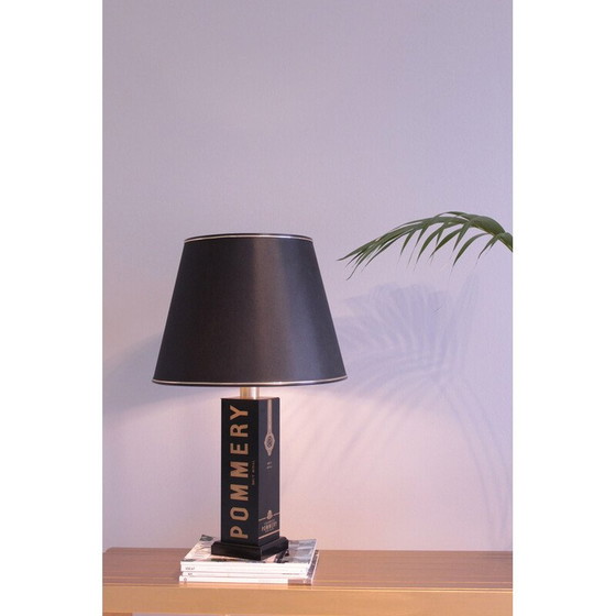 Image 1 of Vintage Tischlampe "Champagne" aus schwarz lackiertem Metall, Frankreich 1970