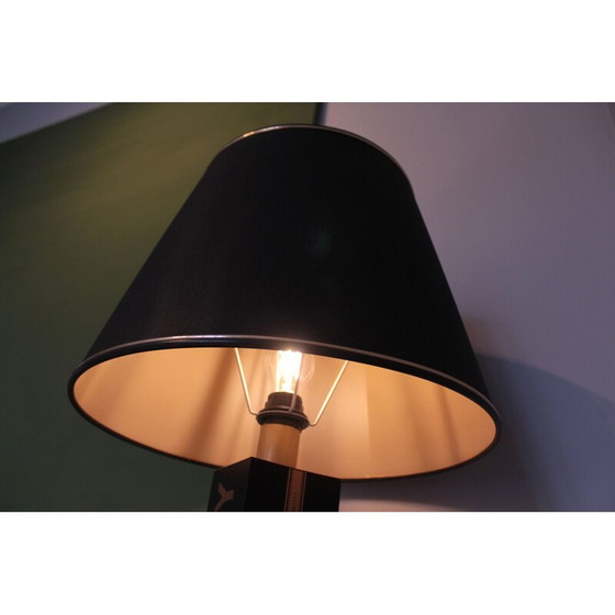 Image 1 of Vintage Tischlampe "Champagne" aus schwarz lackiertem Metall, Frankreich 1970