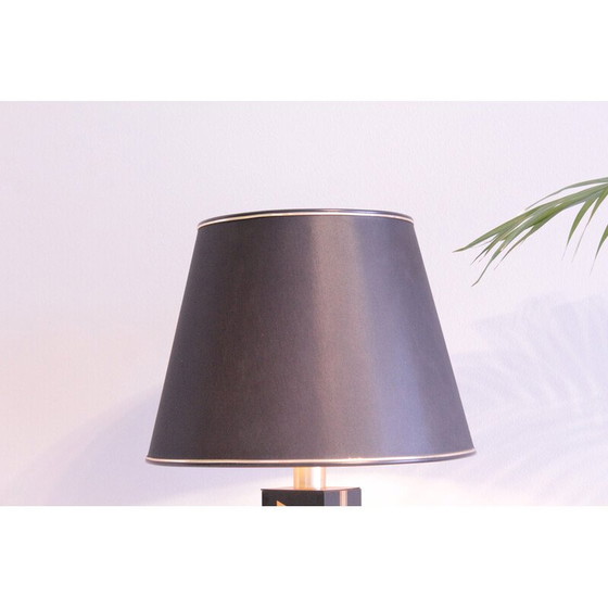 Image 1 of Vintage Tischlampe "Champagne" aus schwarz lackiertem Metall, Frankreich 1970