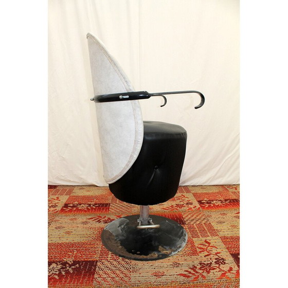 Image 1 of Vintage Leder-Drehsessel, Tschechoslowakei 1980