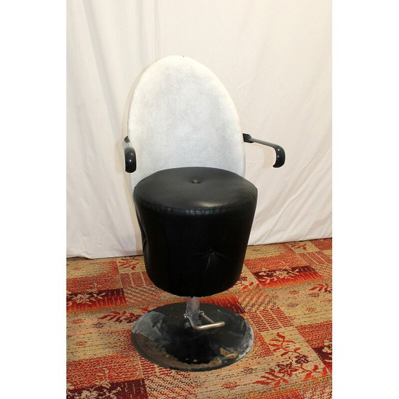 Image 1 of Vintage Leder-Drehsessel, Tschechoslowakei 1980