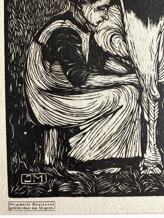 Image 1 of Jan Mankes 1889-1920 / Original Holzschnitt Cowgirl 1927 (wunderschön gerahmt)