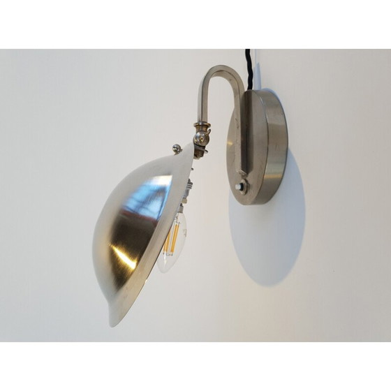 Image 1 of Vintage Art Deco Oyster Tischlampe in vernickelt, Tschechoslowakei 1930