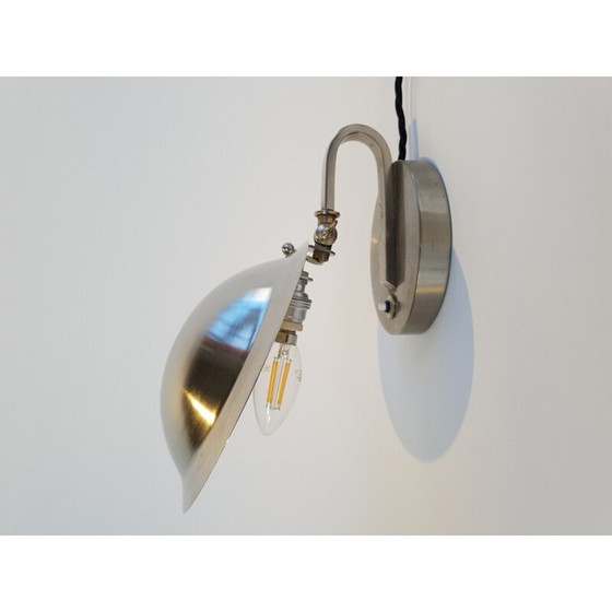 Image 1 of Vintage Art Deco Oyster Tischlampe in vernickelt, Tschechoslowakei 1930