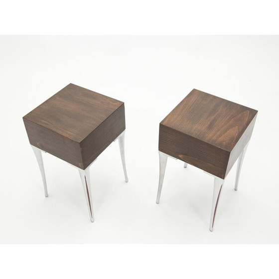 Image 1 of Paar vintage Ebenholz und Stahl Sofa endet 1970er