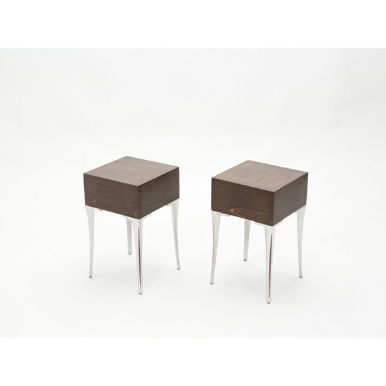 Image 1 of Paar vintage Ebenholz und Stahl Sofa endet 1970er