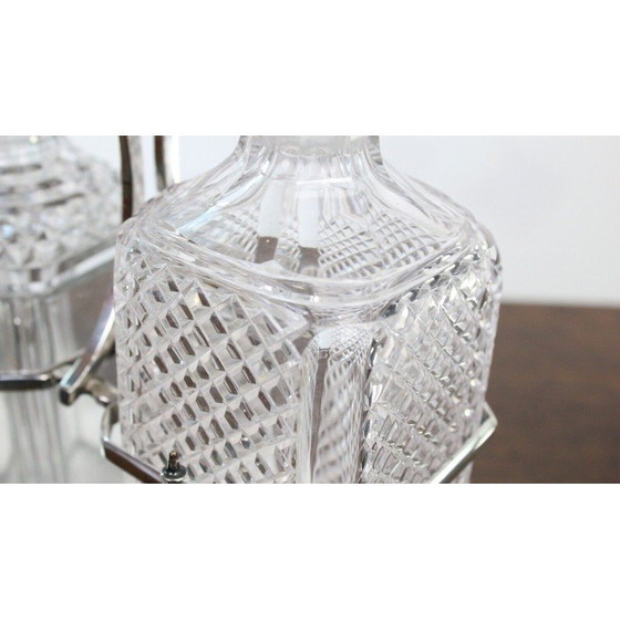 Image 1 of Vintage viktorianischen Silber Tantalus 3 Flasche Dekanter Set
