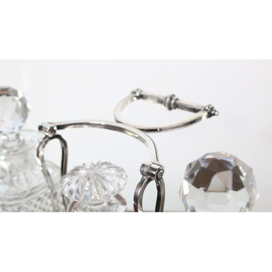 Image 1 of Vintage viktorianischen Silber Tantalus 3 Flasche Dekanter Set