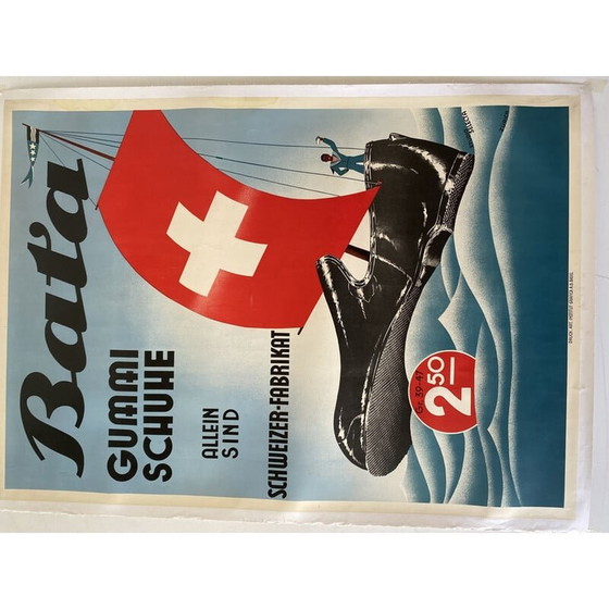Image 1 of 1x Original-Werbeplakat auf Leinwand der „Bata Shoes Company“, Schweiz