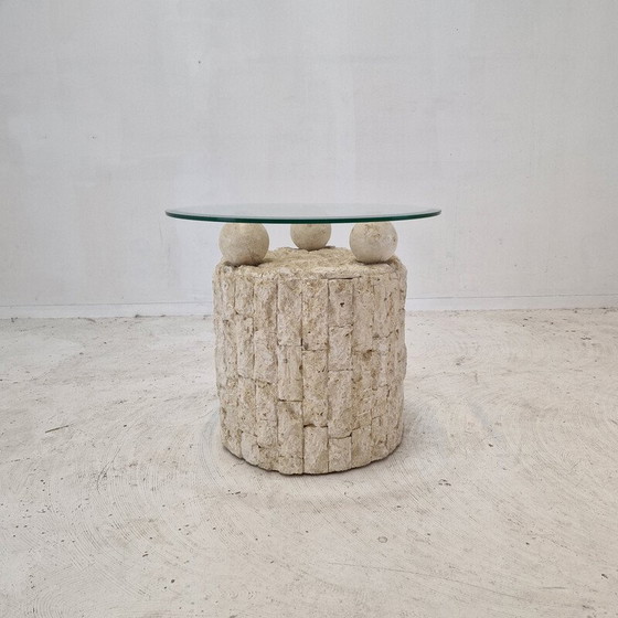 Image 1 of Vintage Couchtisch aus fossilem Stein von Pierre Magnussen Ponte, 1980