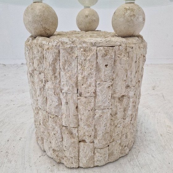 Image 1 of Vintage Couchtisch aus fossilem Stein von Pierre Magnussen Ponte, 1980