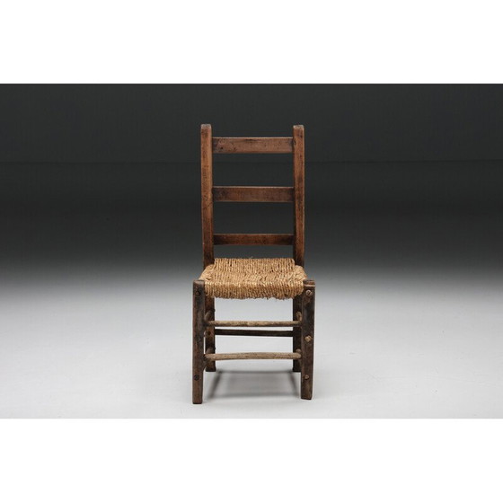 Image 1 of Vintage-Stuhl aus Holz und Rattan, 1940er Jahre
