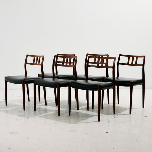 Mk10488 Modell 79 Teakholz-Esszimmerstuhl von Niels Otto Møller für J. L. Møllers Møbelfabrik, Satz von 6