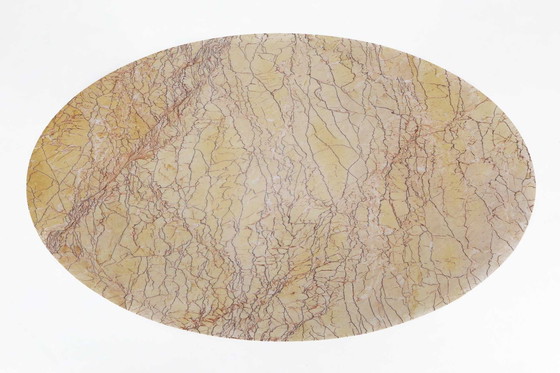 Image 1 of Art Deco Beistelltisch von De Coene Freres mit Holzintarsien und Marmorplatte, 1930er Jahre