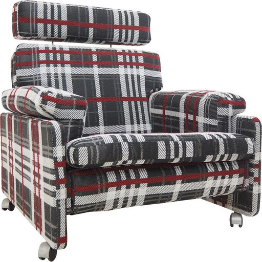 Karierter Vintage-Sessel, Tschechoslowakei 1960