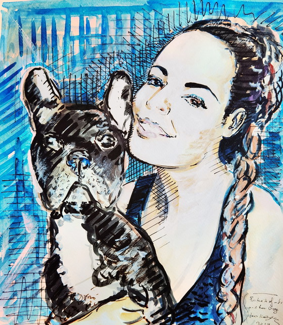 Image 1 of Leo Kogan - Porträt eines Mädchens mit ihrem Hund