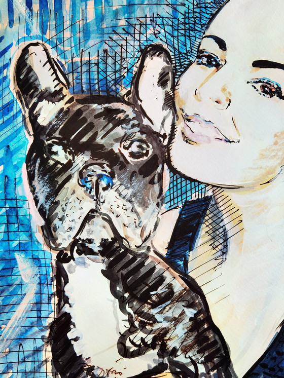 Image 1 of Leo Kogan - Porträt eines Mädchens mit ihrem Hund