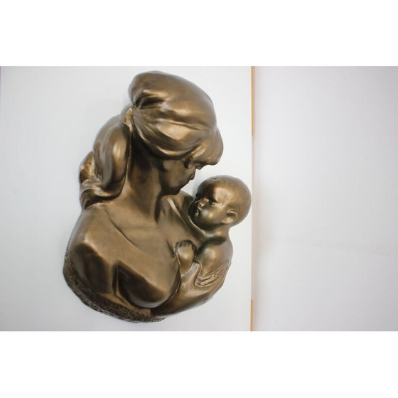 Image 1 of Alte Wandskulptur aus Messing und Keramik von Bohumil Kokrda, Tschechoslowakei 1968