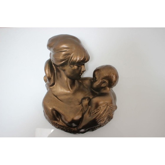 Image 1 of Alte Wandskulptur aus Messing und Keramik von Bohumil Kokrda, Tschechoslowakei 1968