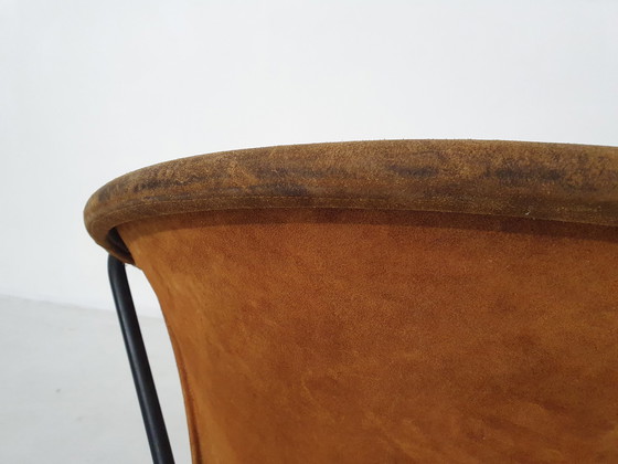 Image 1 of Hans Olsen 'Balloon' Stuhl aus Wildleder für Lea Design, Dänemark 1950er Jahre