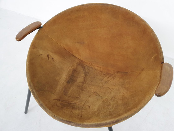 Image 1 of Hans Olsen 'Balloon' Stuhl aus Wildleder für Lea Design, Dänemark 1950er Jahre