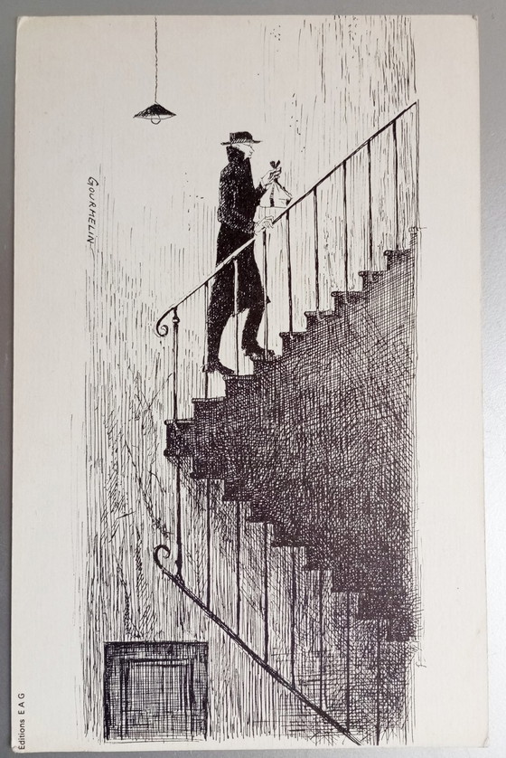 Image 1 of Jean Gourmelin - 8 X Original Absurdist/Surrealist Radierungen/Tintenzeichnungen 1960S