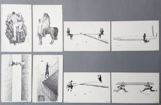 Image 1 of Jean Gourmelin - 8 X Original Absurdist/Surrealist Radierungen/Tintenzeichnungen 1960S
