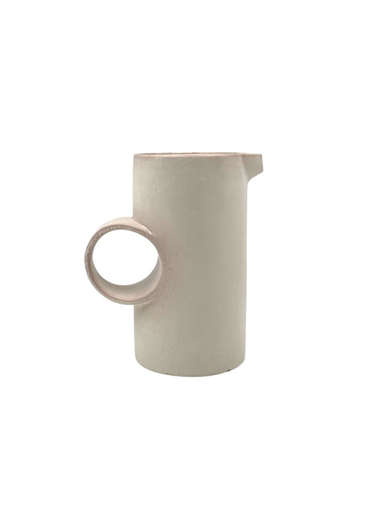 Image 1 of Organische moderne weiße Keramikvase / Krug, La Sfera Italien 1980S