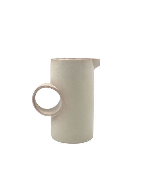 Organische moderne weiße Keramikvase / Krug, La Sfera Italien 1980S