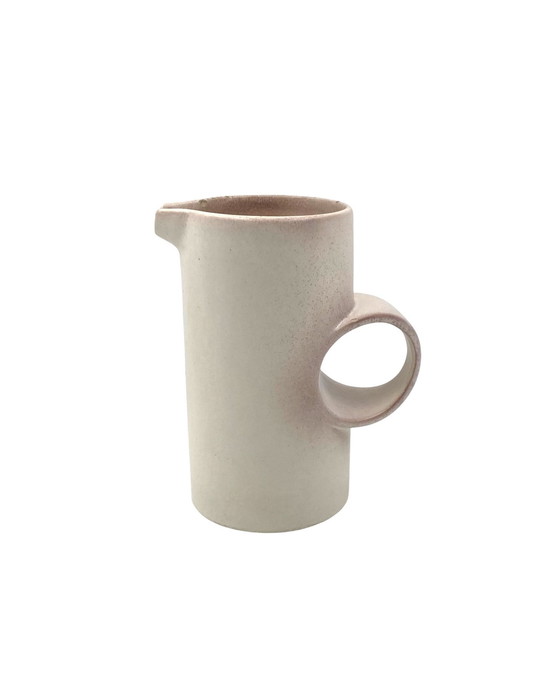 Image 1 of Organische moderne weiße Keramikvase / Krug, La Sfera Italien 1980S