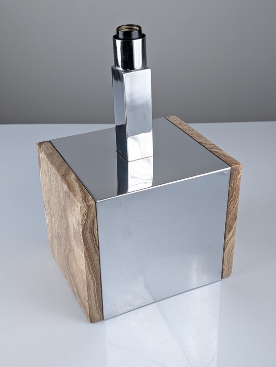 Image 1 of Tischlampe aus Travertinmarmor und Chrom, 1960er Jahre